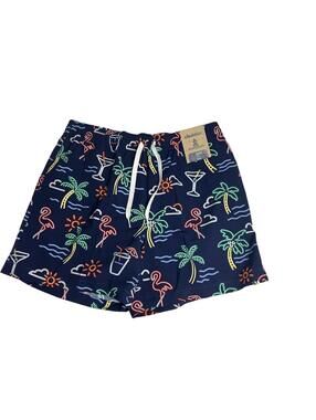 Chubbies Swim Trunks Mens Medium Blue Tropical Neon Lights 5.5 Inseam Mesh Lined